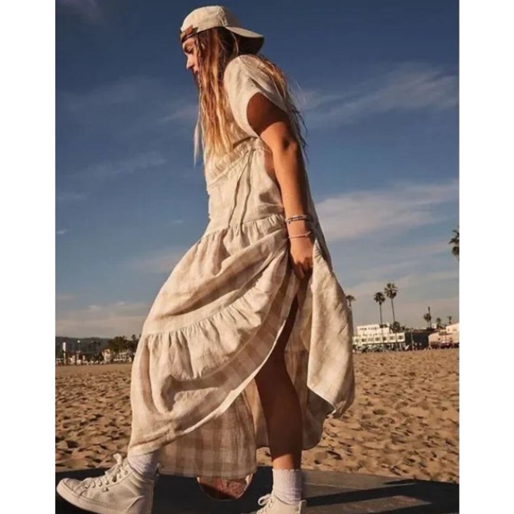 Madewell Button-Front Tiered Midi Dress in Undyed Gingham Edition (XL) - Picture 5 of 7